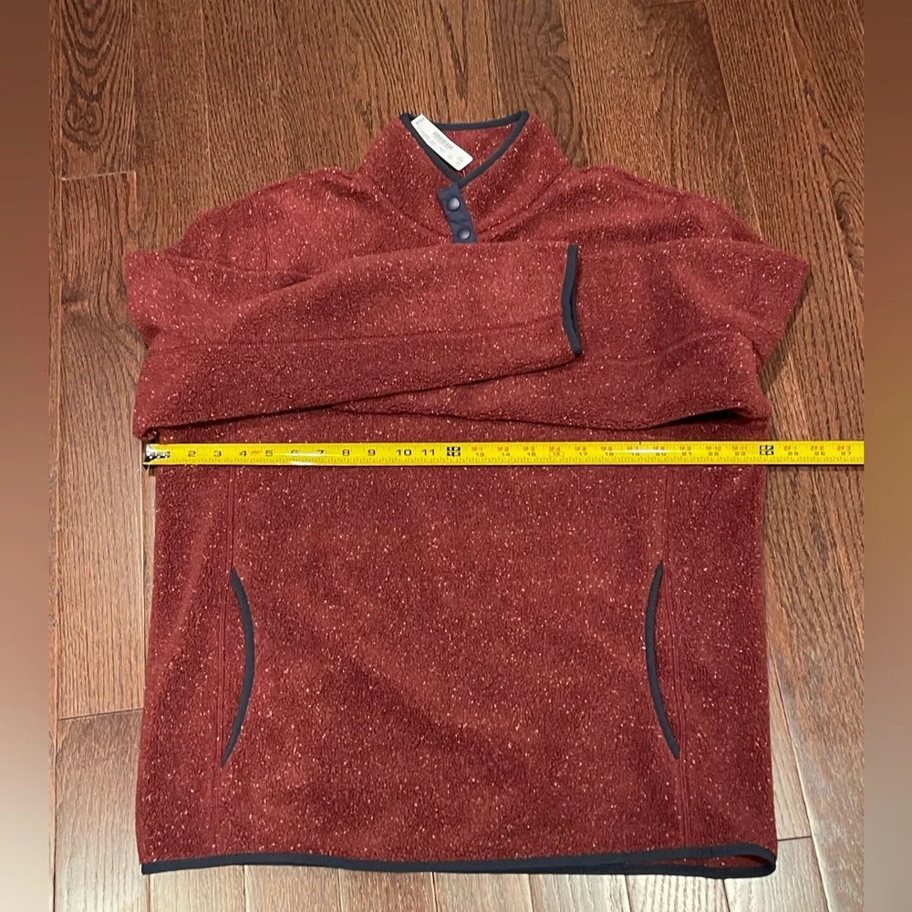 J. Crew Nordic Men’s Large Burgundy 1/4 Neck Snap Button Fleece NEW Size Large